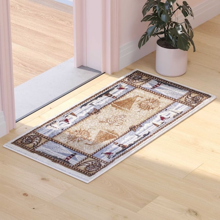 Flash Furniture Beige 2x3 Nautical Themed Olefin Indoor Area Rug ACD-RGZ8763-23-BG-GG